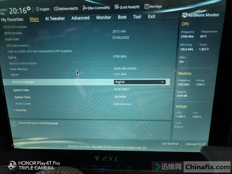 ASUS A68HM-K can only be repaired by pressing F1 when starting