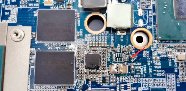 Repair of Raytheon 911 notebook water inlet motherboard with short circuit and no power supply.